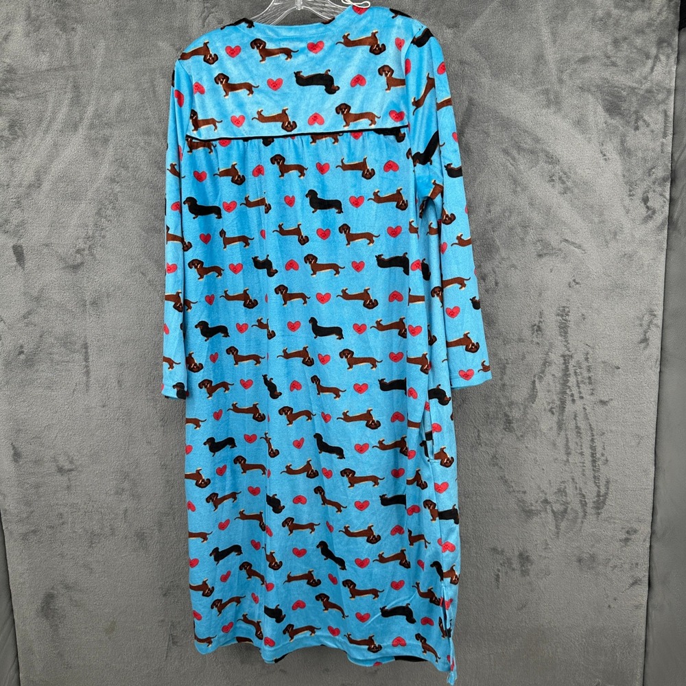 Ashford & Brooks Micro Fleece Nightgown‎ Medium Blue Dachshund Dog Print Lounge - Picture 6 of 9